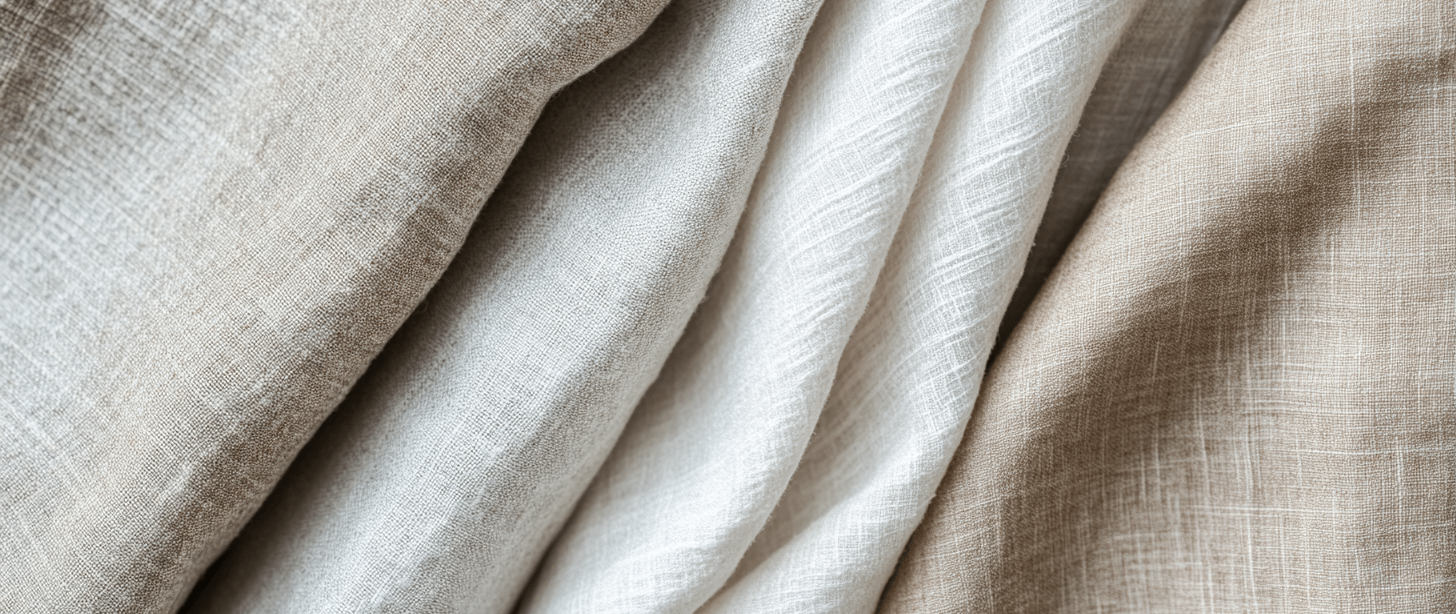 Foto van stoffen in natureltinten.